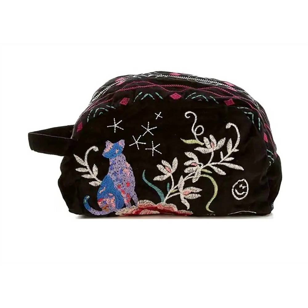 NEW JOHNNY WAS colette velvet makeup bag in black